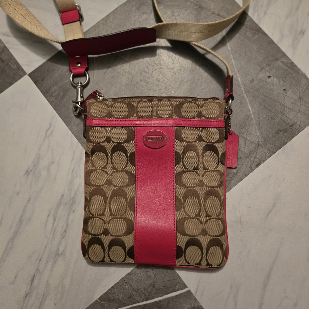 Coach Tan and Pink Crossbody Bag